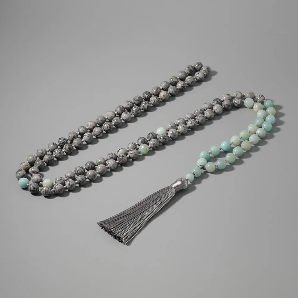 Map Stone  Tianhe Stone Beaded Knotted Necklace