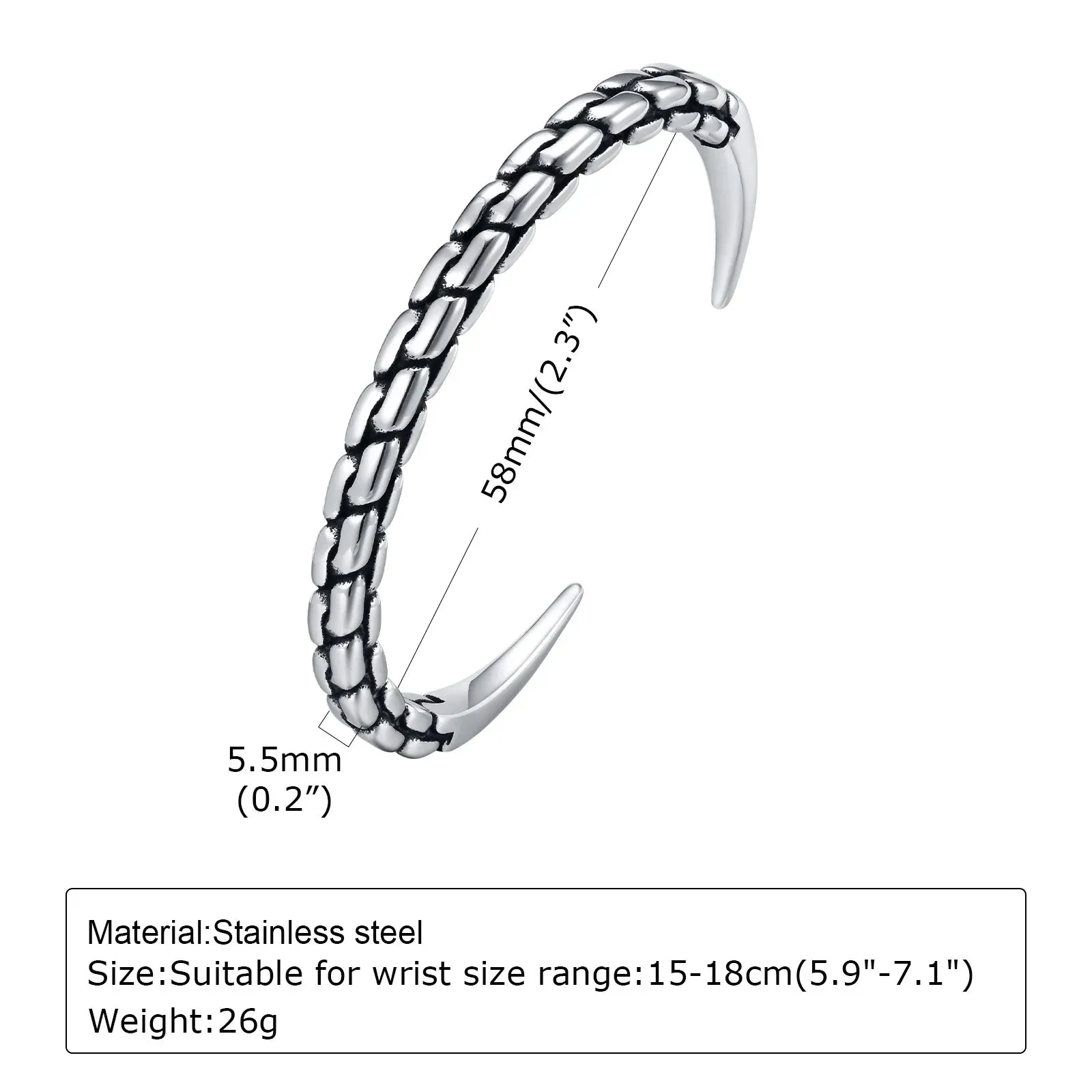 Men Vintage Cuff Bangle,Twisted Stainless Steel Knot Feather Bracelet