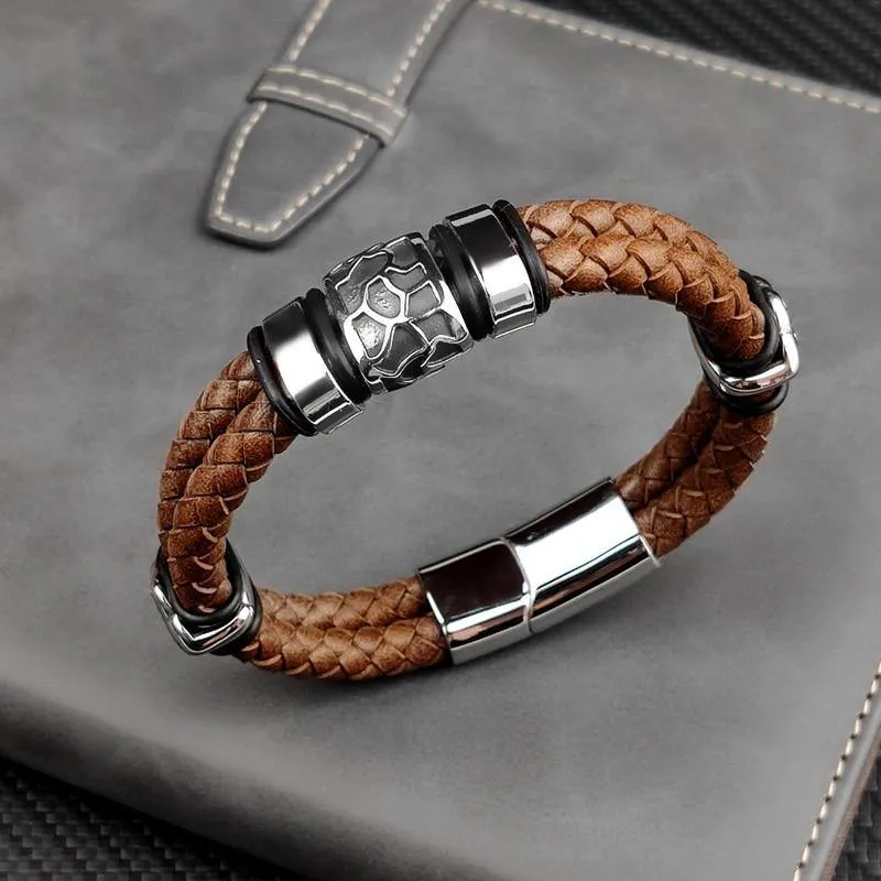 Men's Genuine Braided Leather Bracelets