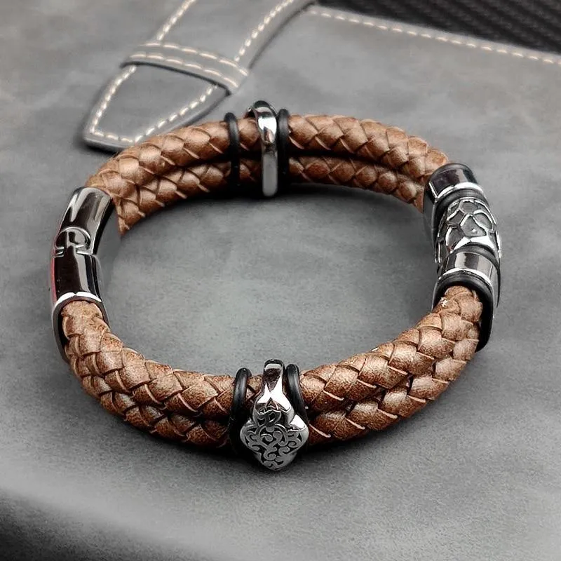 Men's Genuine Braided Leather Bracelets