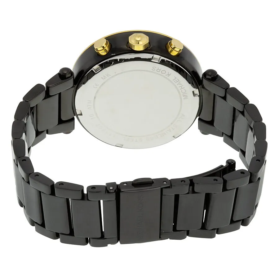 Michael Kors Parker Chronograph Black Dial Black Ion-plated Ladies Watch MK6107