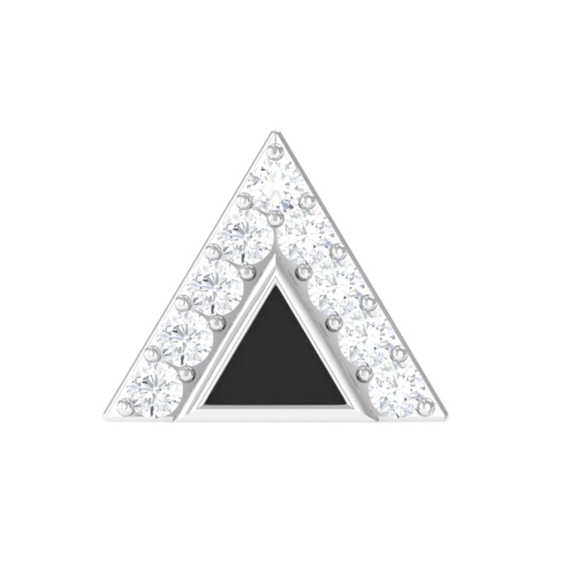 Moissanite and Black Enamel Triangle Cartilage Earring