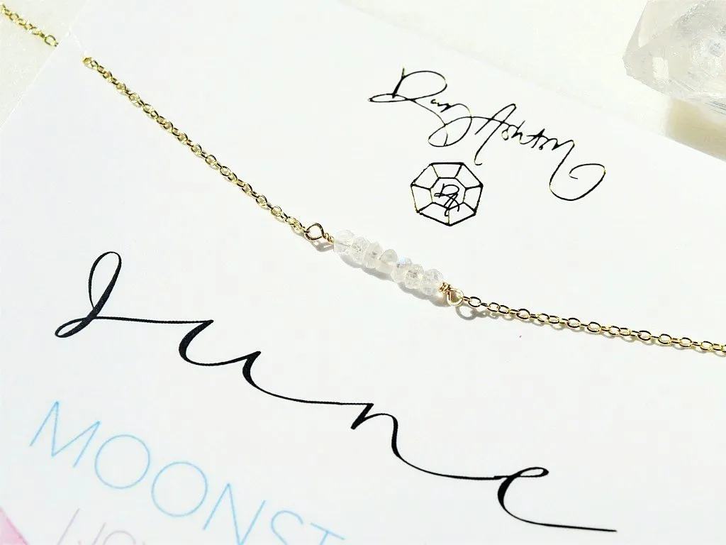 Moonstone Bar Necklace - June