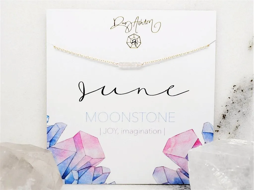 Moonstone Bar Necklace - June