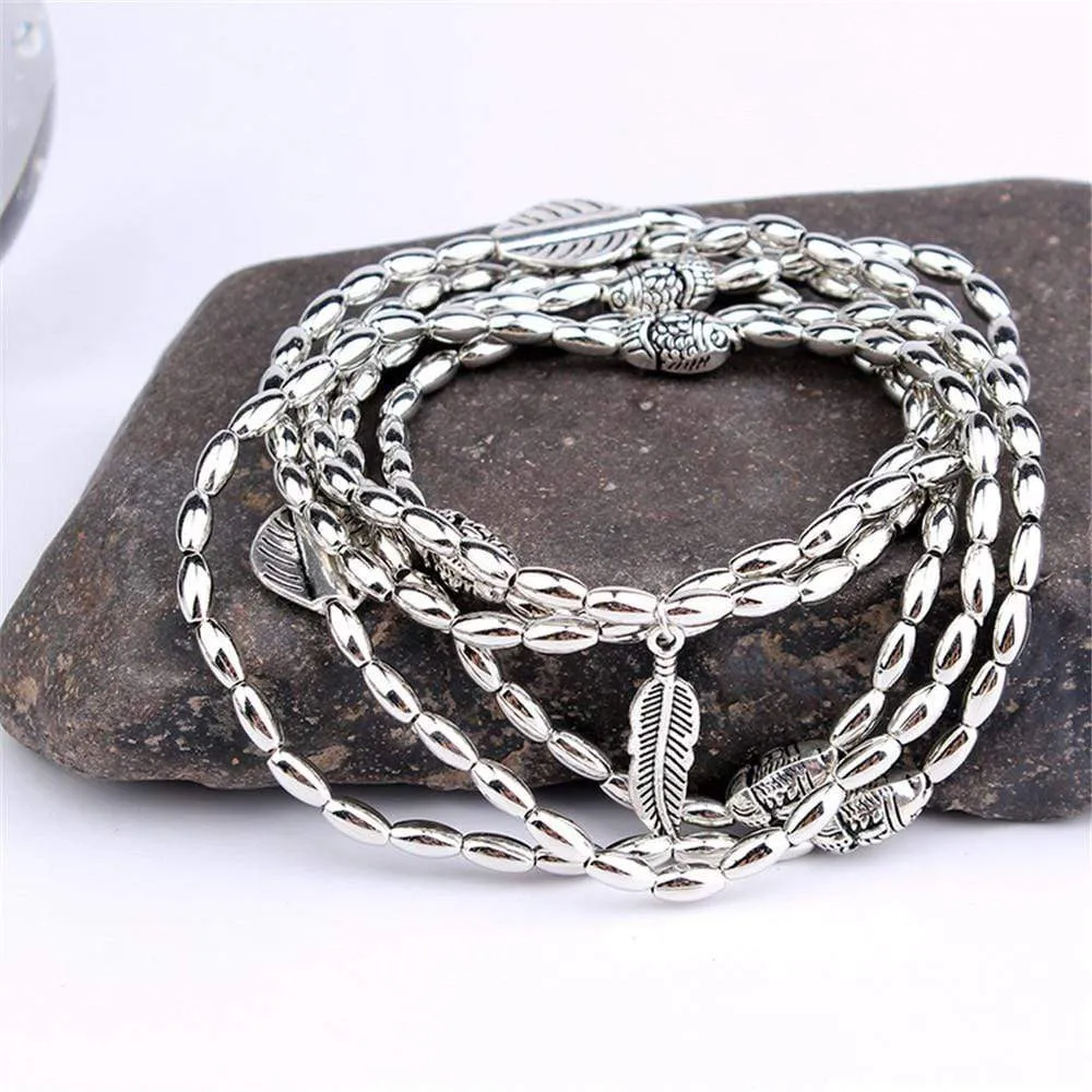 Multi Layer Leaves Beaded Foot Jewelry