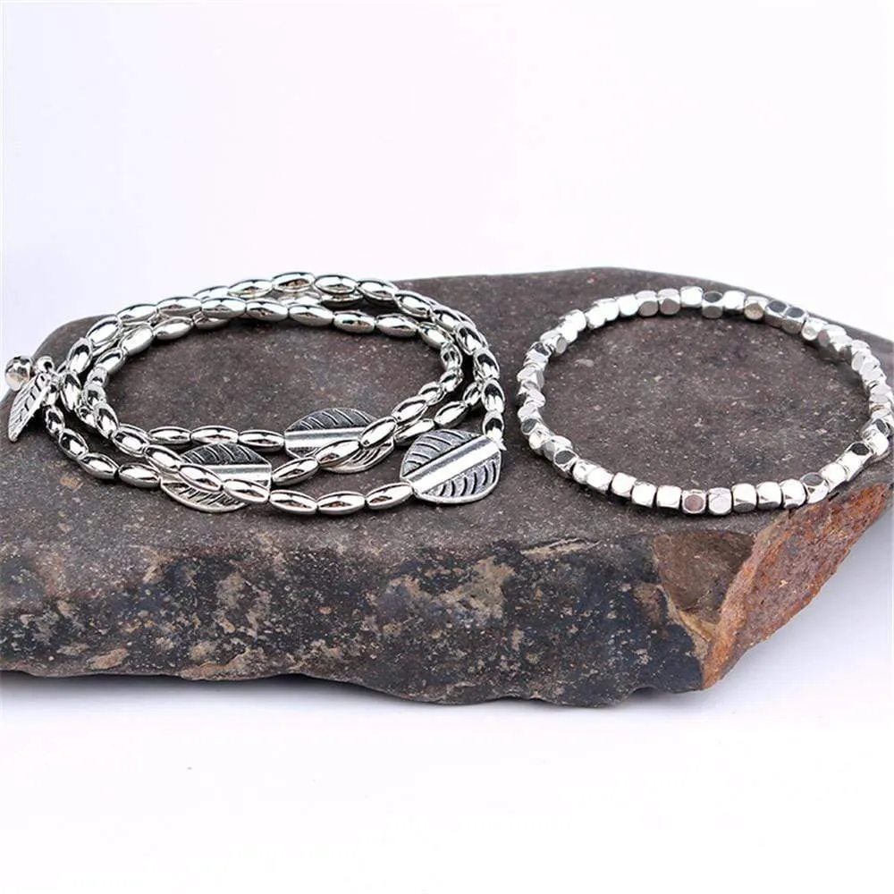 Multi Layer Leaves Beaded Foot Jewelry