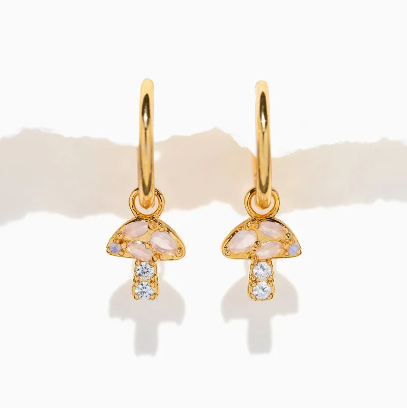 Mushroom Hoops - Gold Earrings