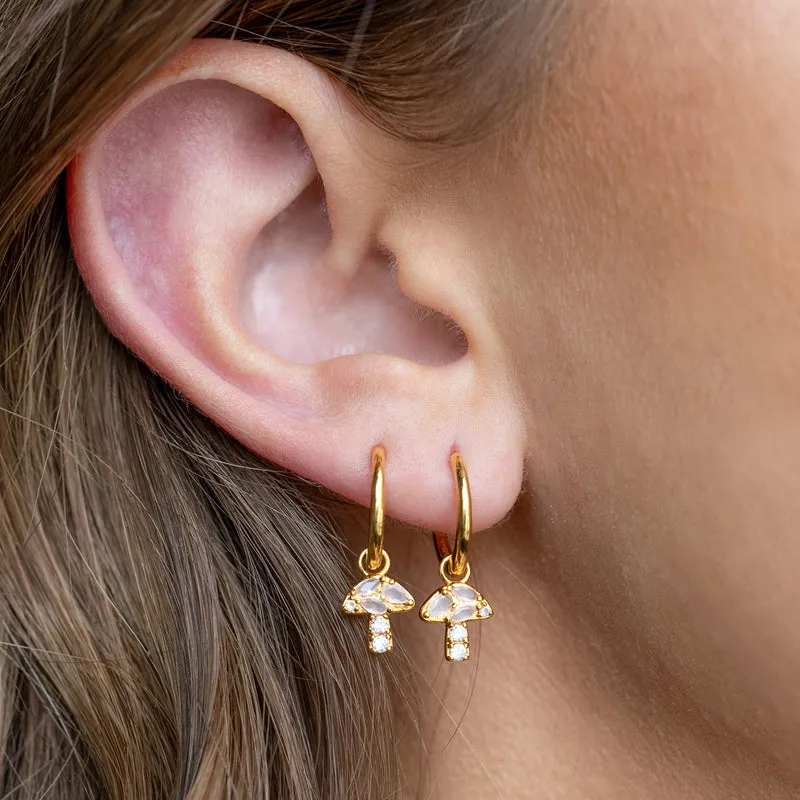 Mushroom Hoops - Gold Earrings