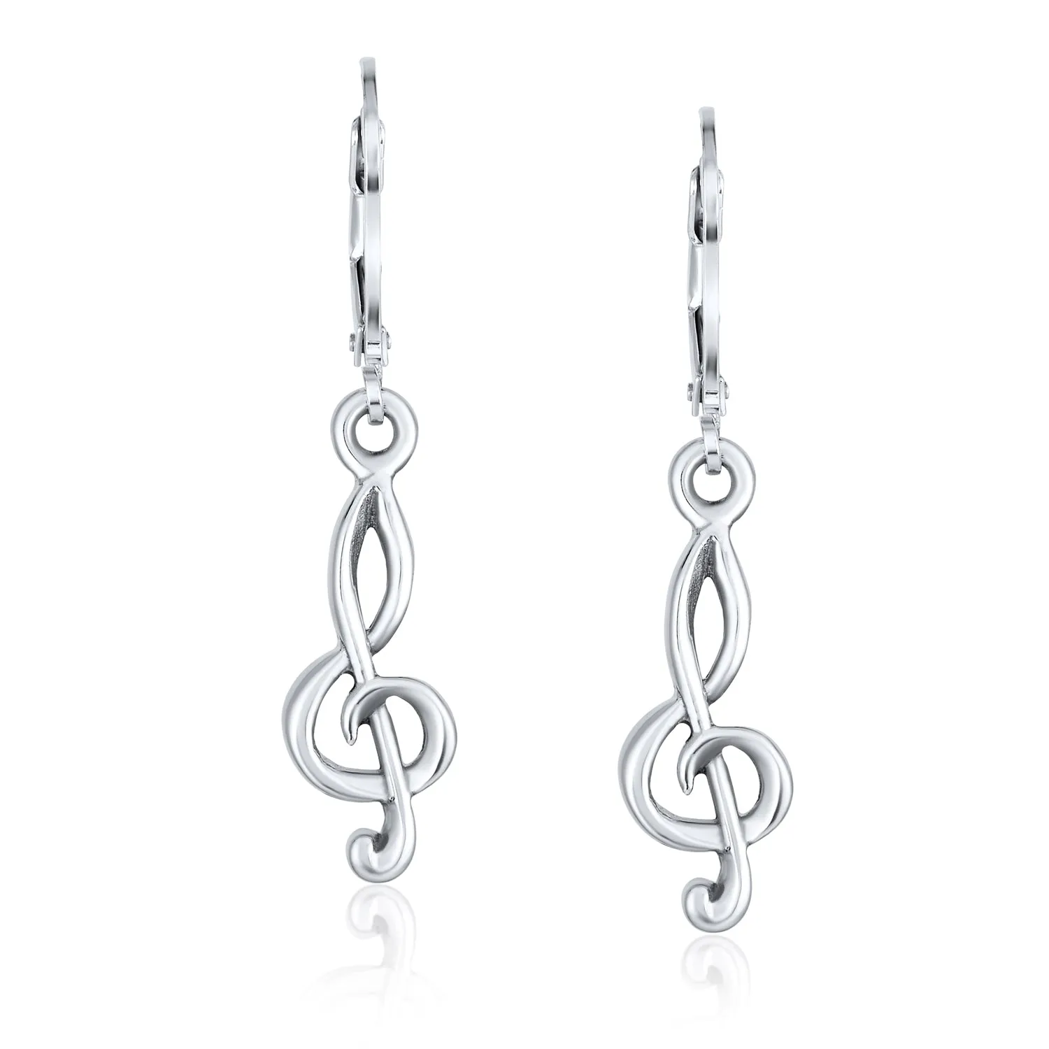 Music Student Treble Clef Musical Note Drop Earrings Gold Plate Silver