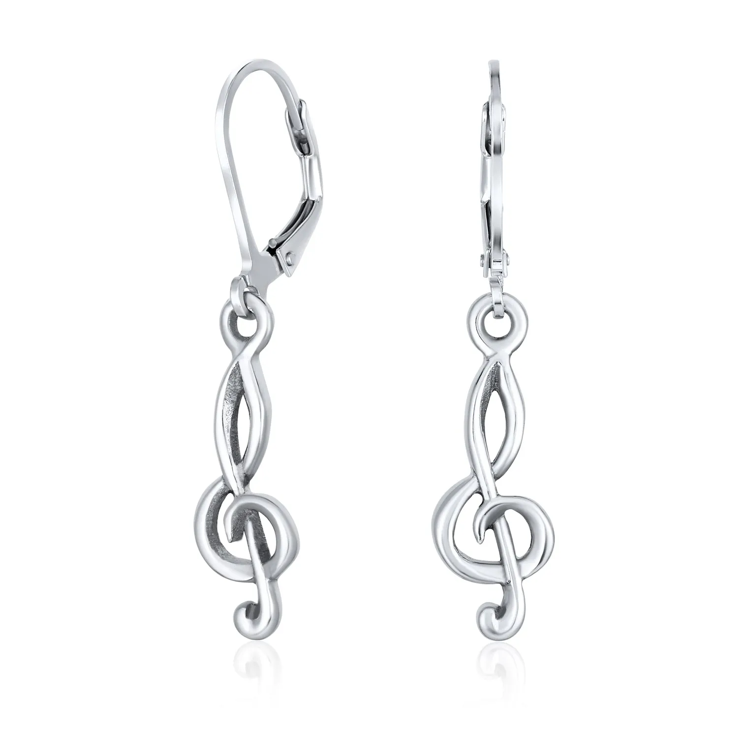 Music Student Treble Clef Musical Note Drop Earrings Gold Plate Silver
