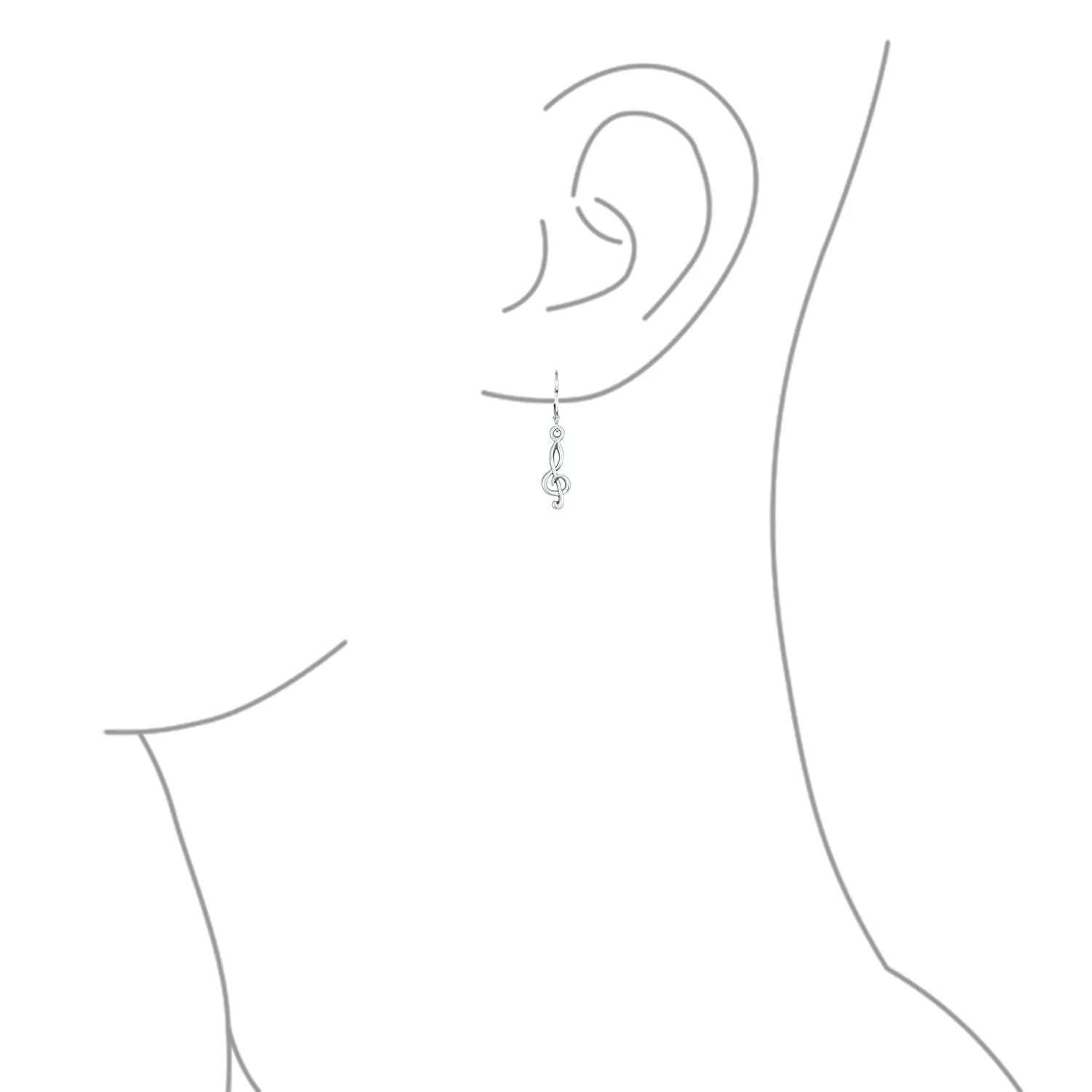 Music Student Treble Clef Musical Note Drop Earrings Gold Plate Silver