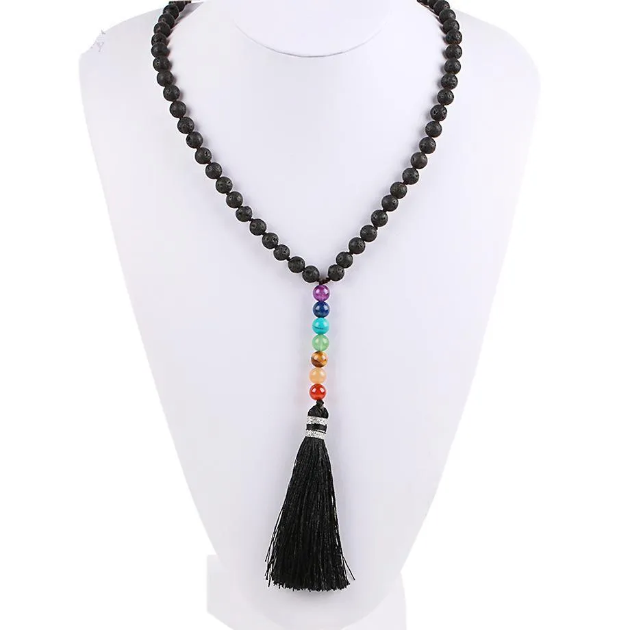 Natural Rock Black Lava Beads Necklace