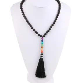 Natural Rock Black Lava Beads Necklace