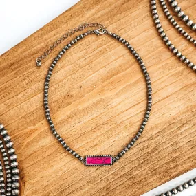 Navajo Inspired Choker with Bar Pendant in Pink