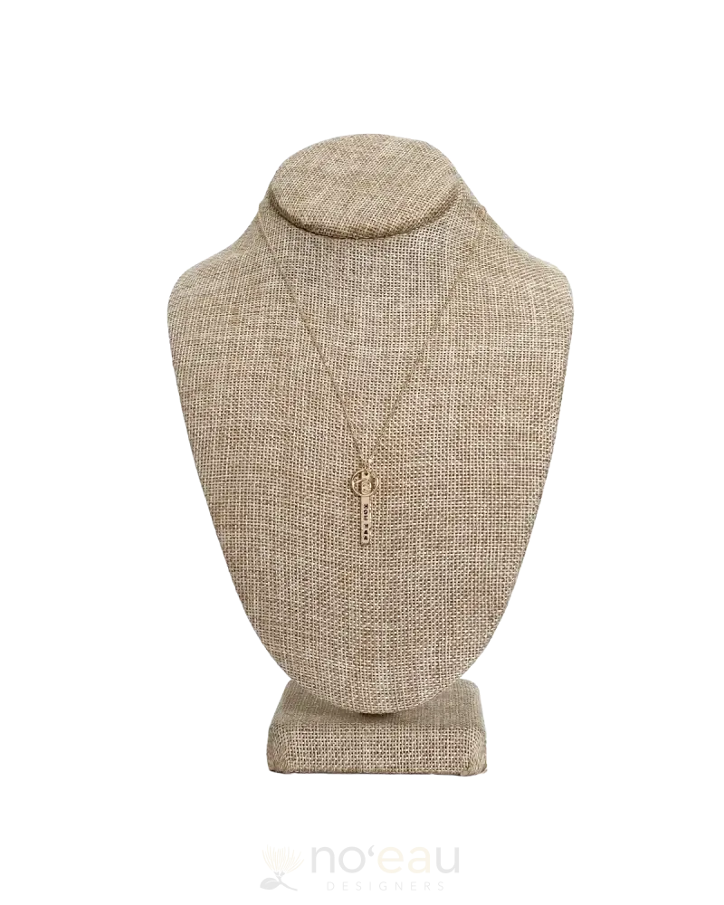 NOEAU - 17" 14k Goldfilled Stamped Bar Necklace With Charm