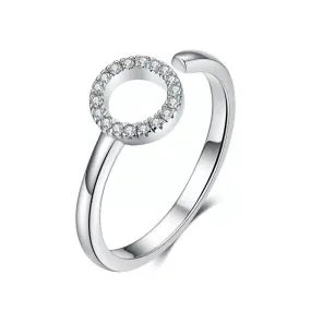 Open CZ Circle Minimalist Adjustable Ring
