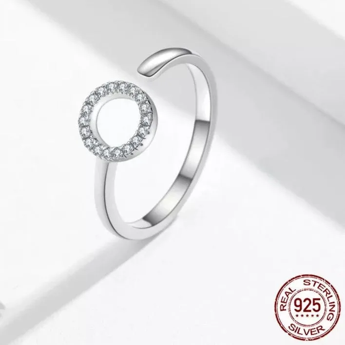 Open CZ Circle Minimalist Adjustable Ring