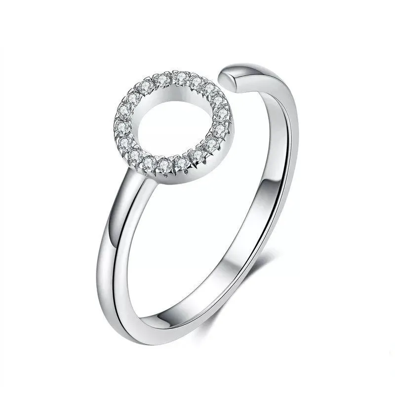 Open CZ Circle Minimalist Adjustable Ring