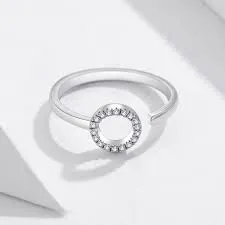 Open CZ Circle Minimalist Adjustable Ring