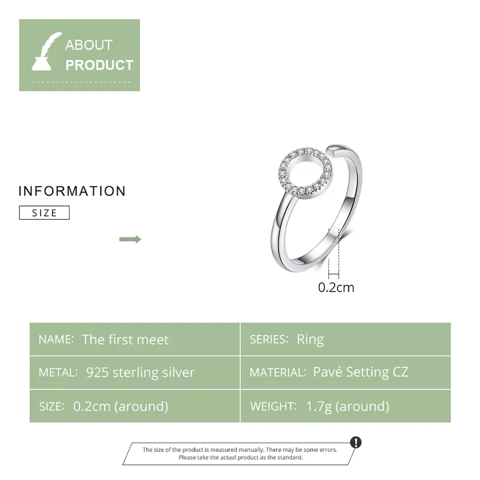 Open CZ Circle Minimalist Adjustable Ring