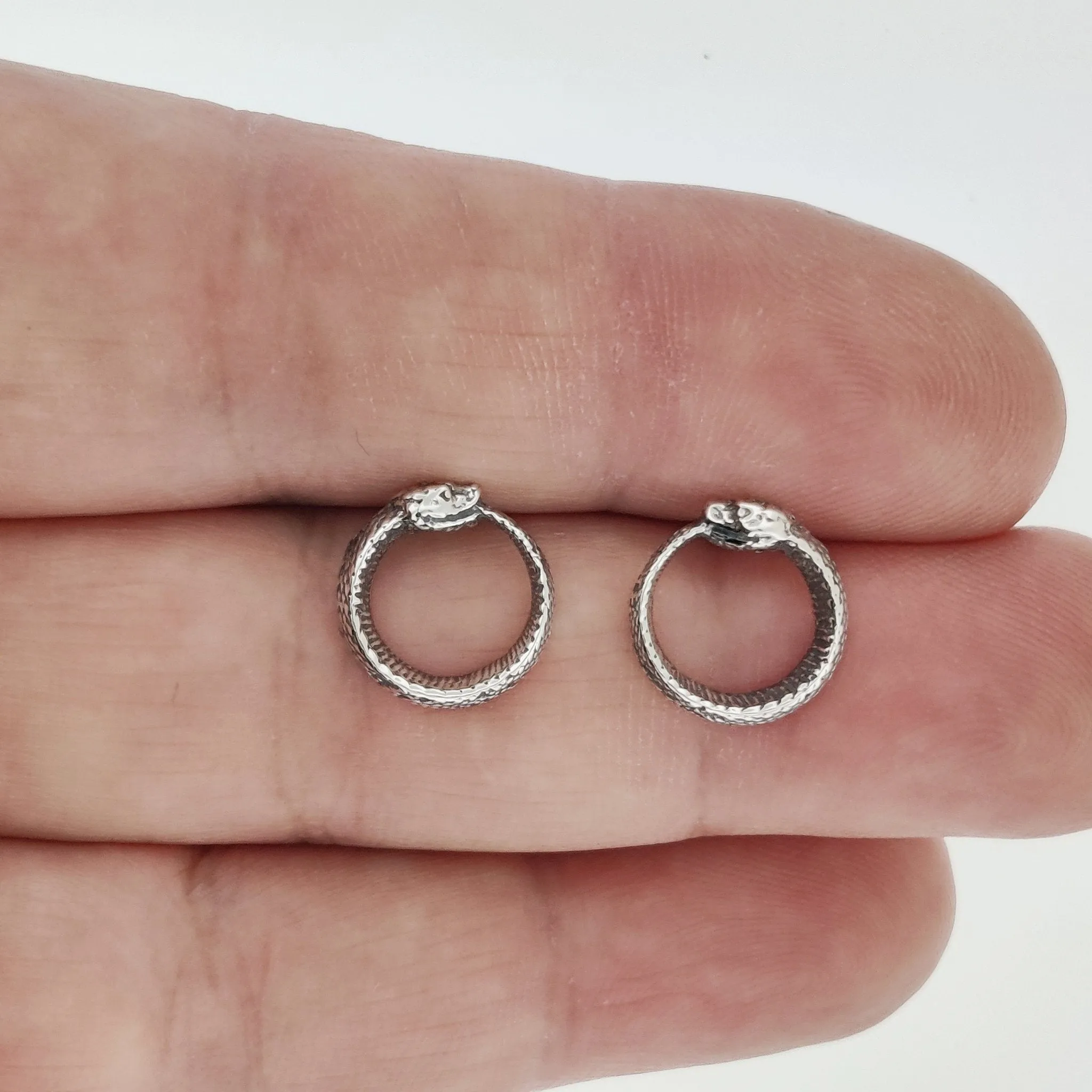 Ouroboros Stud Earrings in Sterling Silver