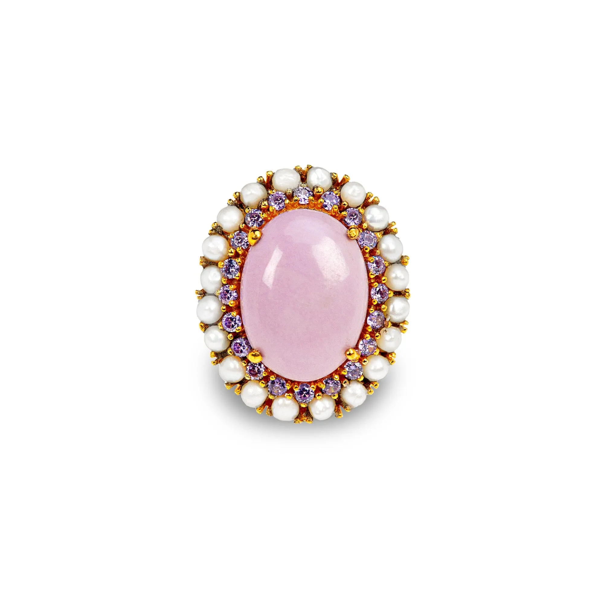 Phosphosiderite and Freshwater Pearl Cocktail Ring: The Caroline