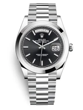 Rolex Day Date 40 Black Dial Automatic Men's Platinum President Watch 228206BKSP