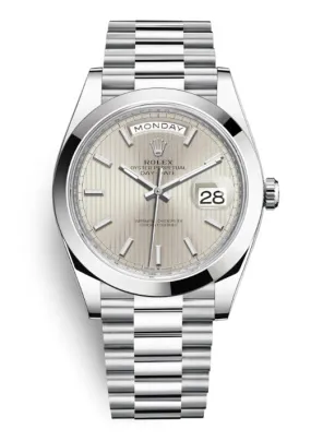 Rolex Day Date 40 Silver Dial Automatic Men's Platinum President Watch 228206SSP