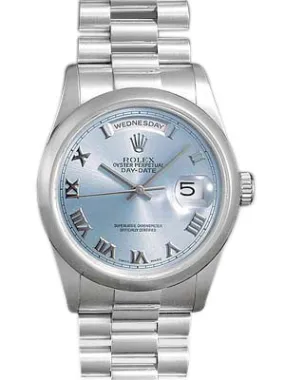Rolex Day Date Blue Roman Dial President Bracelet Men's Watch 118206BLR 118206-BLR