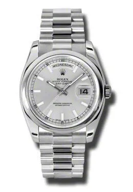 Rolex Day-Date Silver Dial Platinum President Automatic Men's Watch 118206SSP