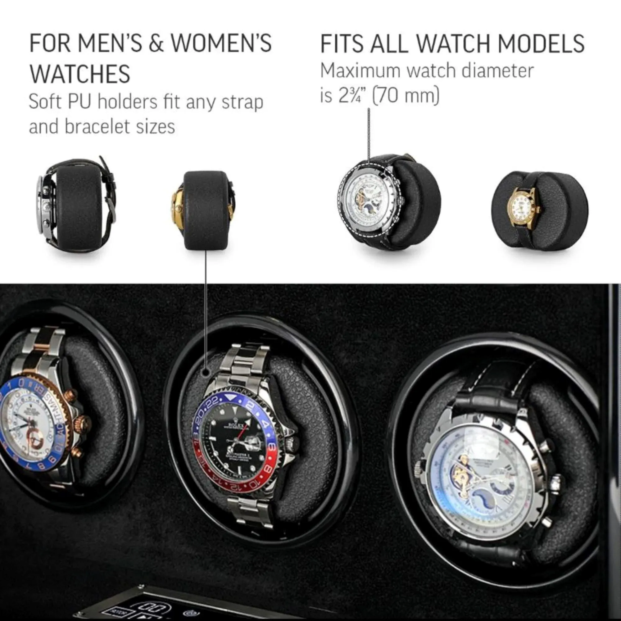 Seconds - Sydney Watch Winder Box for 6 Watches in Black (c)