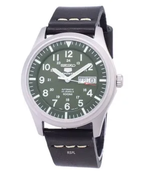 Seiko 5 Sports SNZG09K1-LS14 Automatic Black Leather Strap Men's Watch