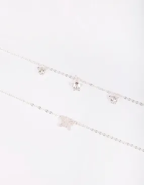 Silver Butterfly Bracelet Set