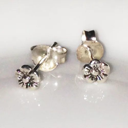 Silver Flower Stud Earrings