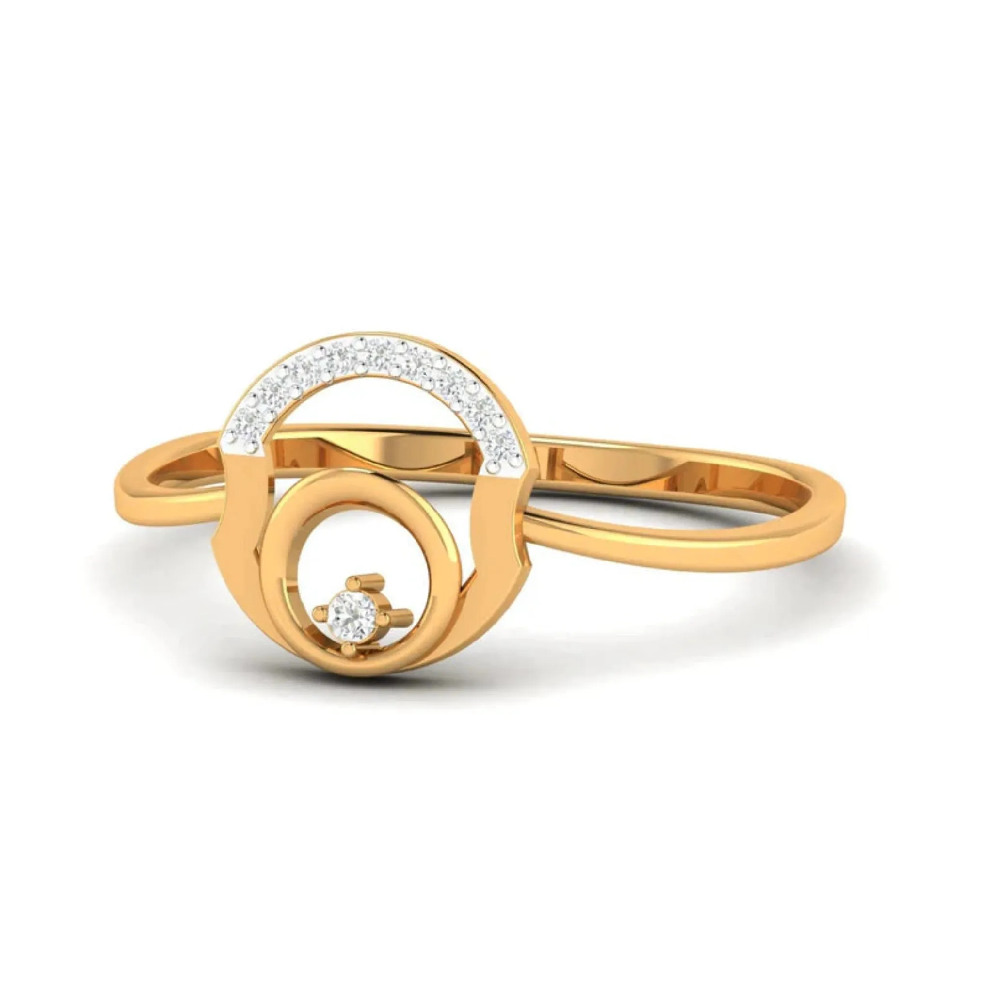 Silver Yellow Gold Adjustable Fusion Geometric Circles Ring For Woman
