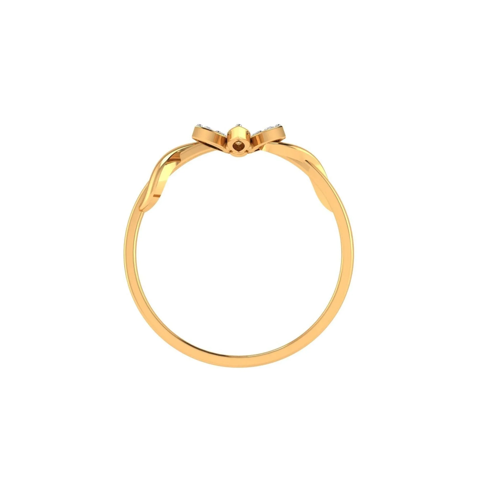 Silver Yellow Gold Plated Adjustable Floral Pave Ring For Women