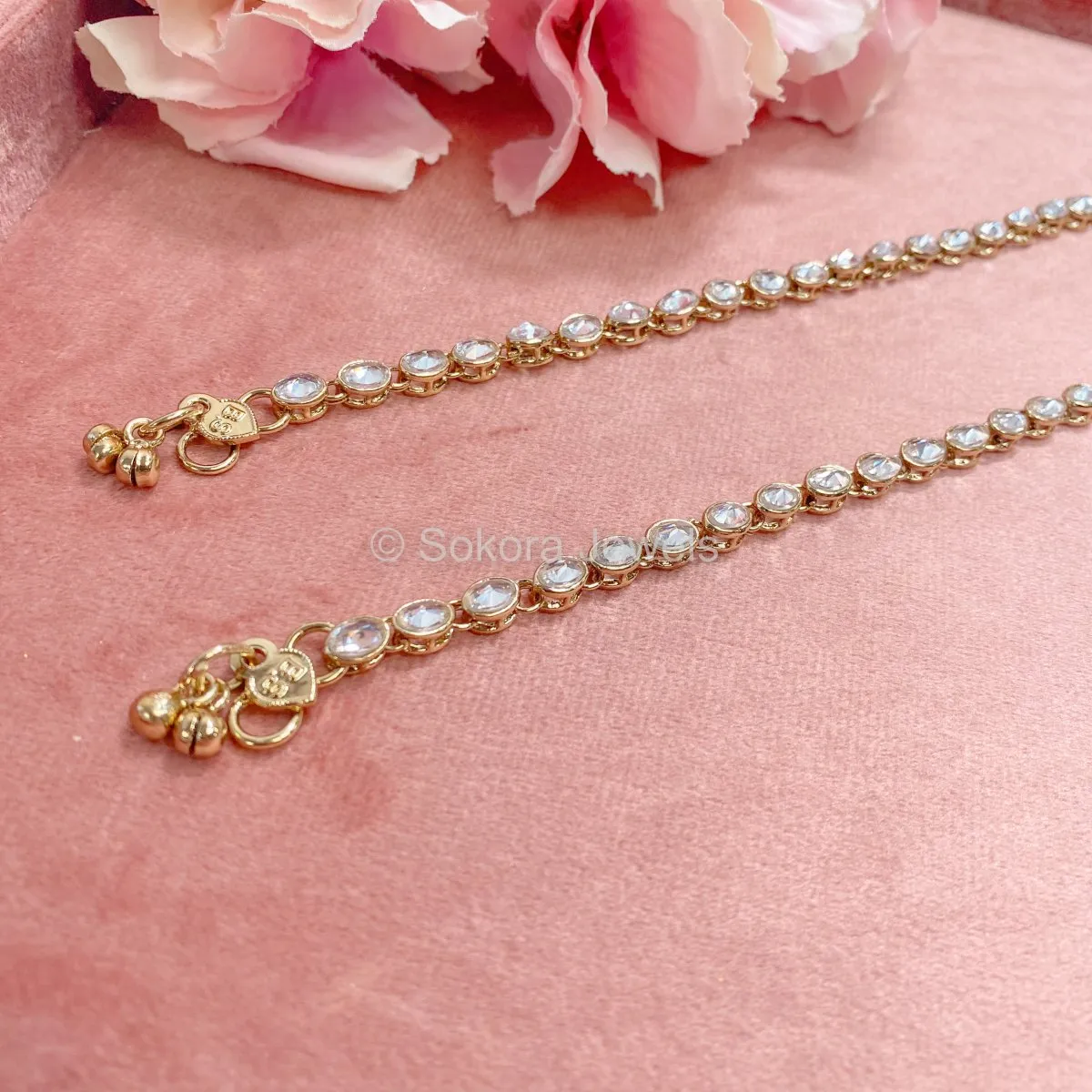 Simple Crystal Anklets - Clear