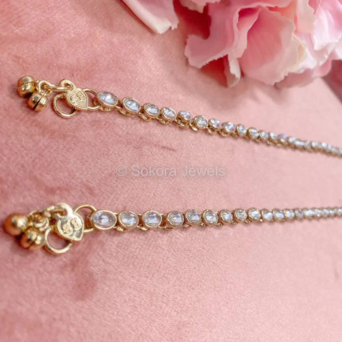Simple Crystal Anklets - Clear