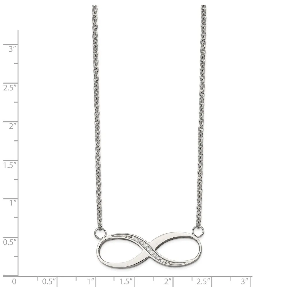 Stainless Steel Infinity Polished CZ Necklace