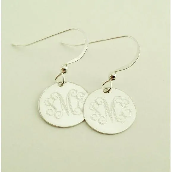 Sterling Silver Monogrammed Dangle Earrings