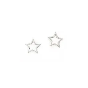 Sterling Silver Open Star Stud Earrings