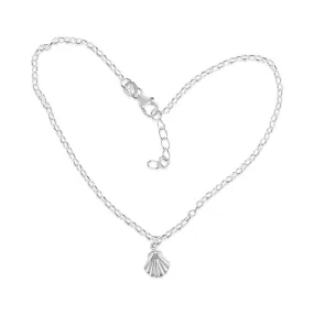 Sterling Silver Sea Shell Charm On 23 2cm Anklet