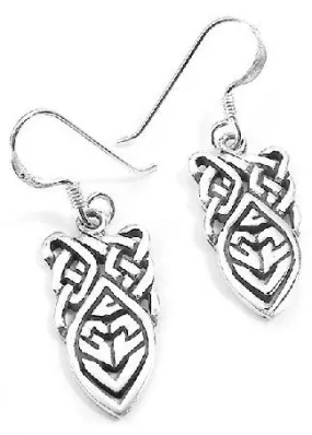 Sterling Silver Unusual Celtic Knot Drop Hook Earrings