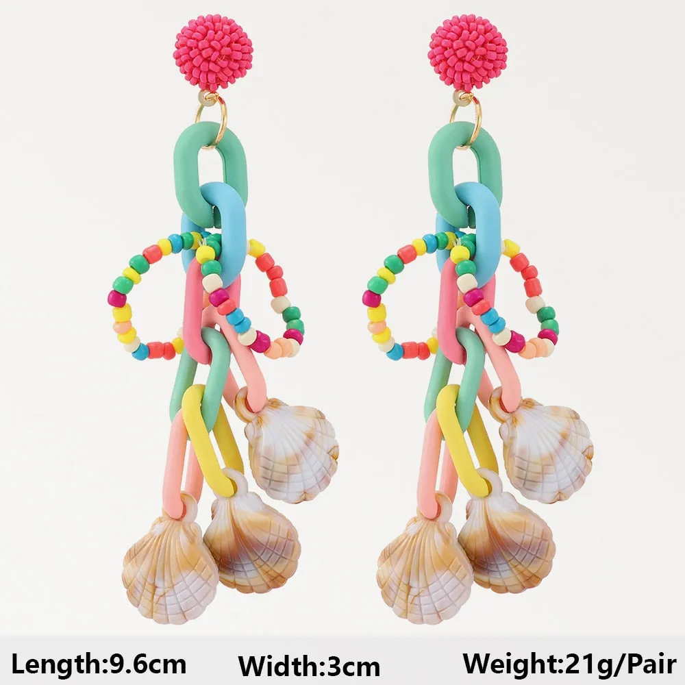 Summer Beach Beads Crystal Earrings