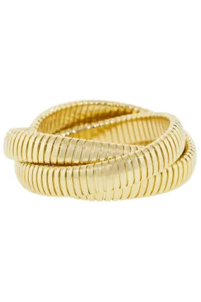 Three Band Yellow Gold Rolling Bracelet