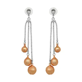 Three Line Chain Ball Dangler Earrings
