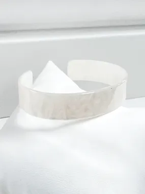 Trina - White Marbled Acrylic Cuff Bracelet