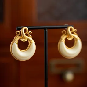 VAIGE Geometric Copper Alloy Cream Resin Drop Earrings