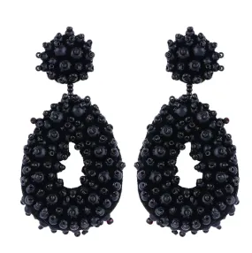 Water Droplet Bohemian Earrings - Black