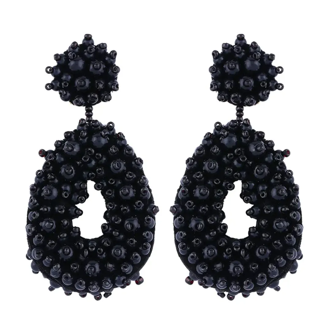 Water Droplet Bohemian Earrings - Black